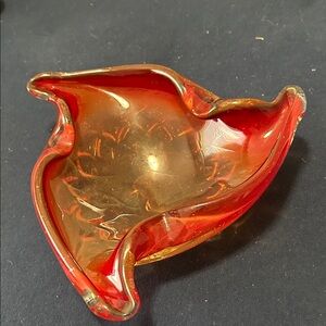 Elegant Red Glass Art Bowl